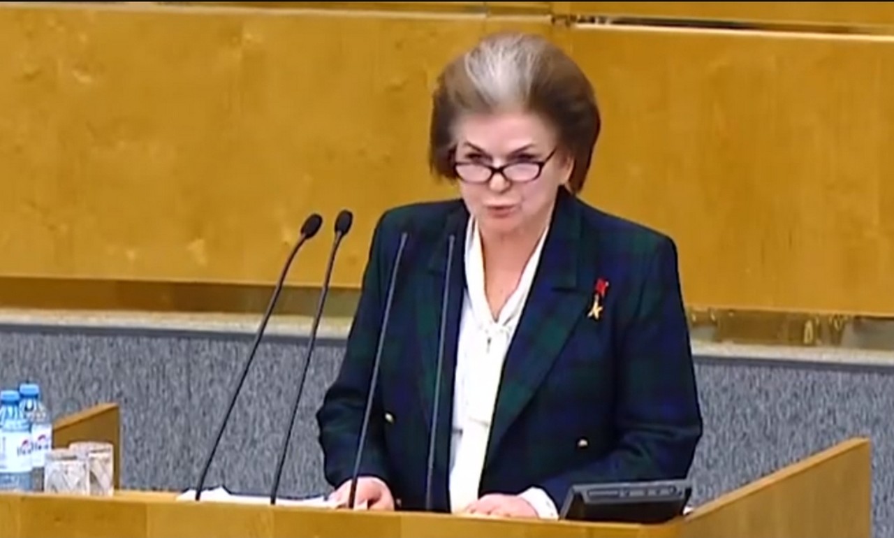 세계 최초의 여성 우주인, 발렌티나 테레쉬꼬바의 국회 연설 장면 @뉴스코리아 안정현 특파원