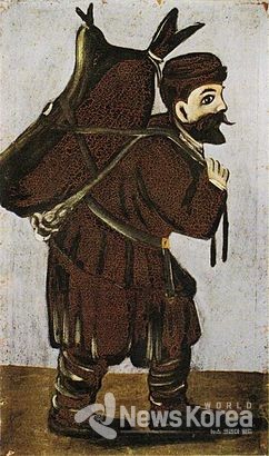 조지아 천재 화가 니코 필로스마니가 그린 "와인 양 가죽 을 메고 가는 사람" @뉴스코리아 박철호 특파원