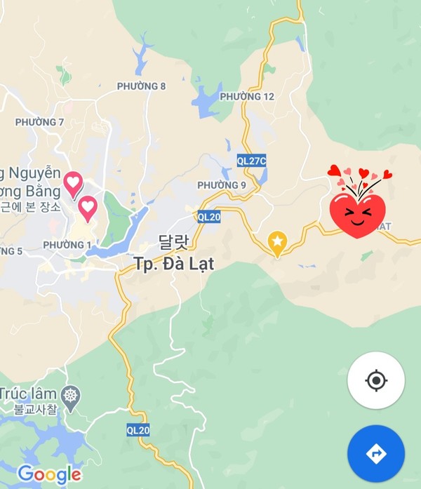 린푸억 사원 위치는 우측 빨간하트 @뉴스코리아 이웅연 특파원