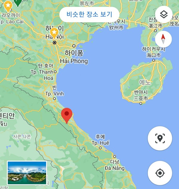 구글 지도에 빨간표식이 퐁냐케방 위치임. 후에 왕궁에서 4시간 정도 거리임 @뉴스코리아 이웅연 특파원