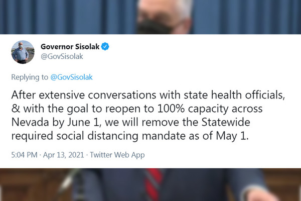 미국 네바다주 주지사 스티븐 시솔락의 트위터