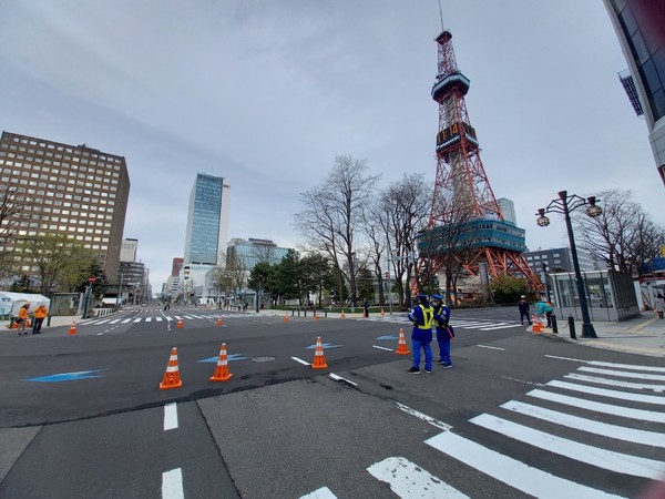 출 도착 점이 된 오도리 공원 테레비 탑 주변 @뉴스코리아 김경전 특파원
