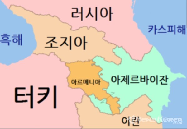 조지아 - 아제르바이잔, 주변국 지도 @뉴스코리아 박철호 특파원