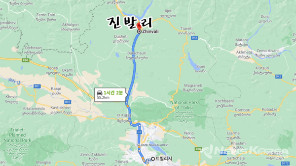 트빌리시에서 샤틸리로 가는 첫 번째 길목 진발리 가는 길 @뉴스코리아 박철호 특파원