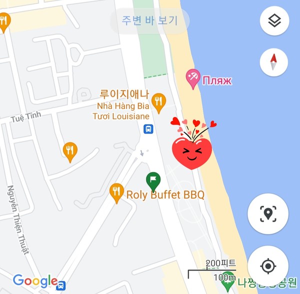 빨간 하트가 까페 위치임 @뉴스코리아 이웅연 특파원 