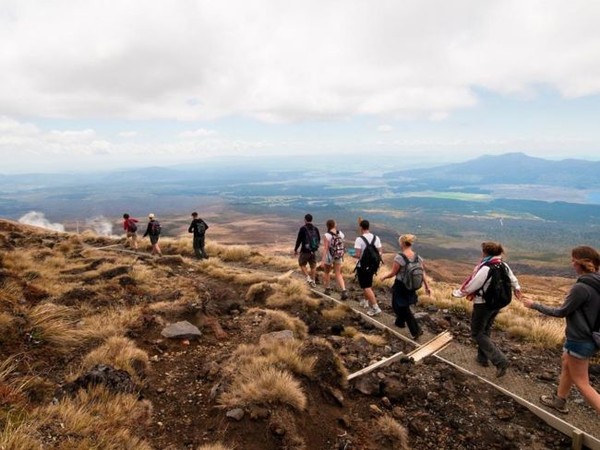 통가리로 트래킹을 즐기는 사람들(Copyright © 2020 Tourism New Zealand [or its licensors])