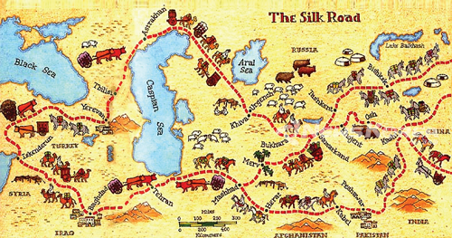 실크 로드는 유럽 - 터키 - 트빌리시 - 바쿠(예레반) - 이란, 바쿠 - 카자흐스탄, 러시아, 투르크메니스탄등으로 연결되는 다양한 경로가 있었다. @뉴스코리아 박철호 특파원