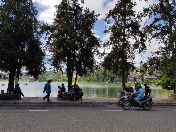 쑤언흐엉 호수 소나무 아래서 쉬고 있는 사람들 @뉴스코리아 이웅연 특파원 
