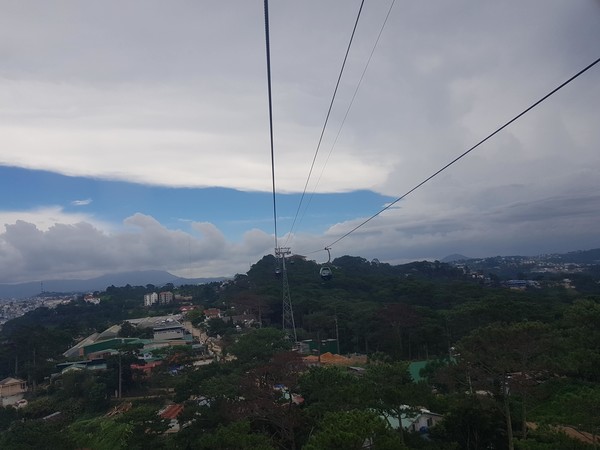 케이블카는 소나무 숲의 능선 위를 달린다. @뉴스코리아 이웅연 특파원 