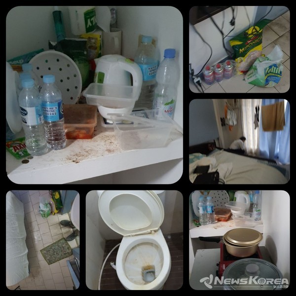 사진= 모텔에서 지내는 한인동포의 방 내부 / 모텔직원의 청소도 거부- @뉴스코리아 이재숭 특파원