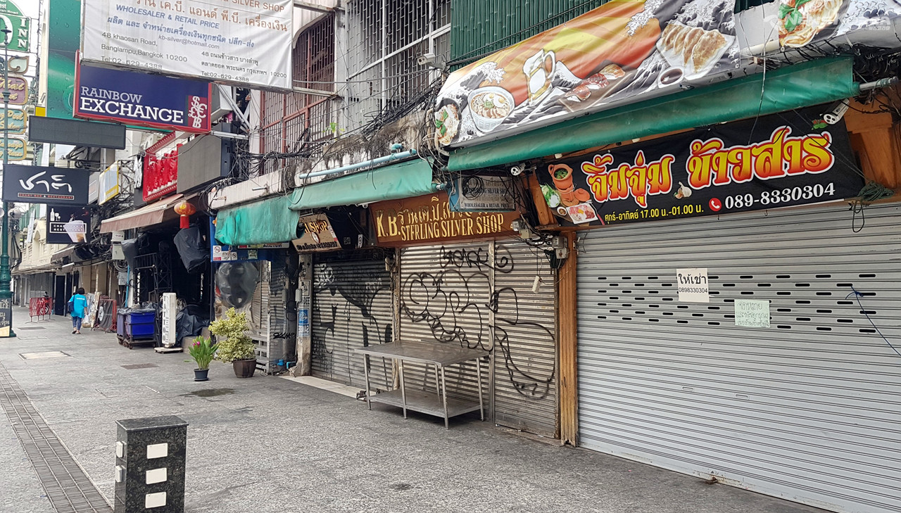 찾는이 없는 텅비어 버린 카오산 로스의 상점들 @뉴스코리아 김대민 특파원