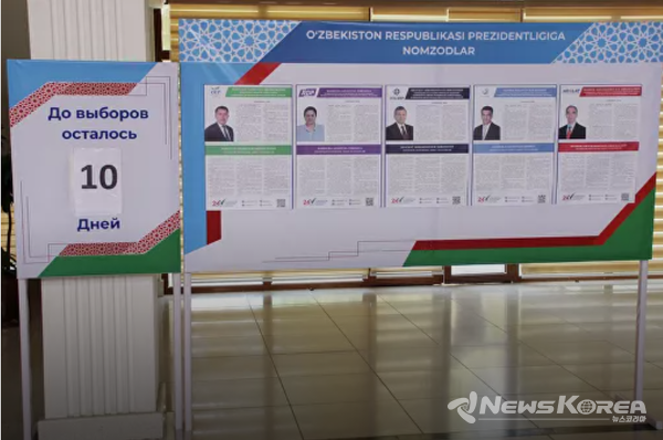 ▲우즈베키스탄 6대 대통령 후보자 포스터-@뉴스코리아 신현권특파원