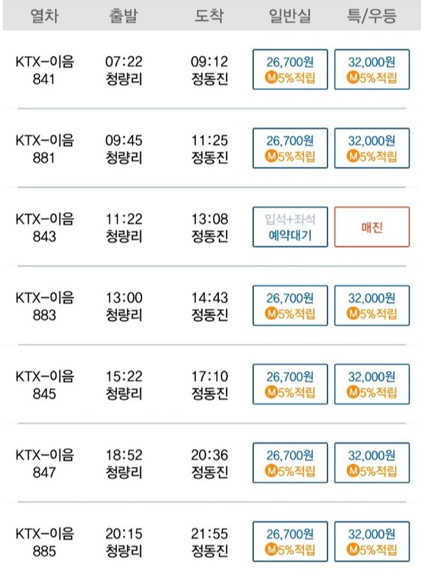 KTX 열차가 개통하고 난 이후의 시간표 @사진=코레일 제공