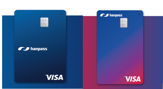 ▲한패스카드의 2가지 디자인: 벨벳 오로라, 한패스 블루 (출처: 한패스)