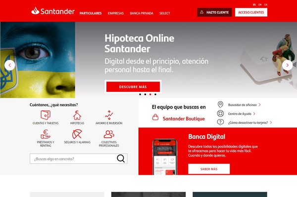 스페인 Banco Santander 홈페이지 