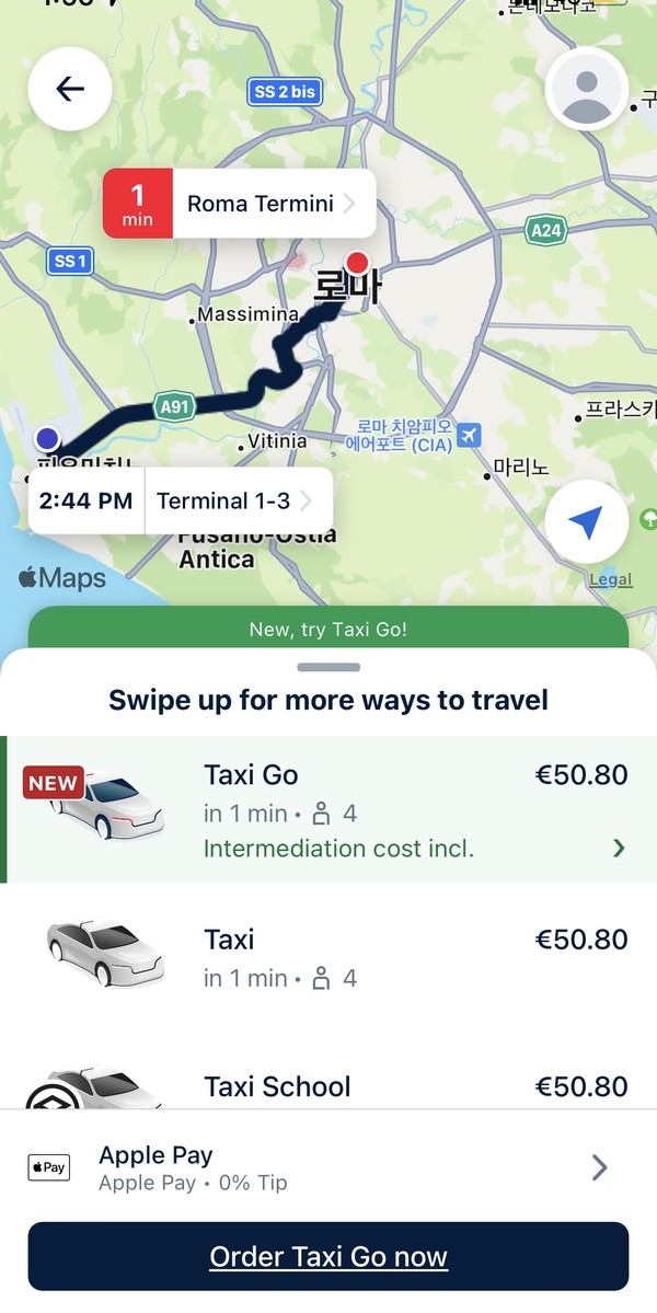 프리나우(Freenow) 이용 화면 캡처