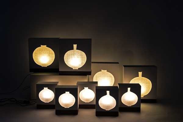 Full Moon, 한지에 조명 작업, 김정순 