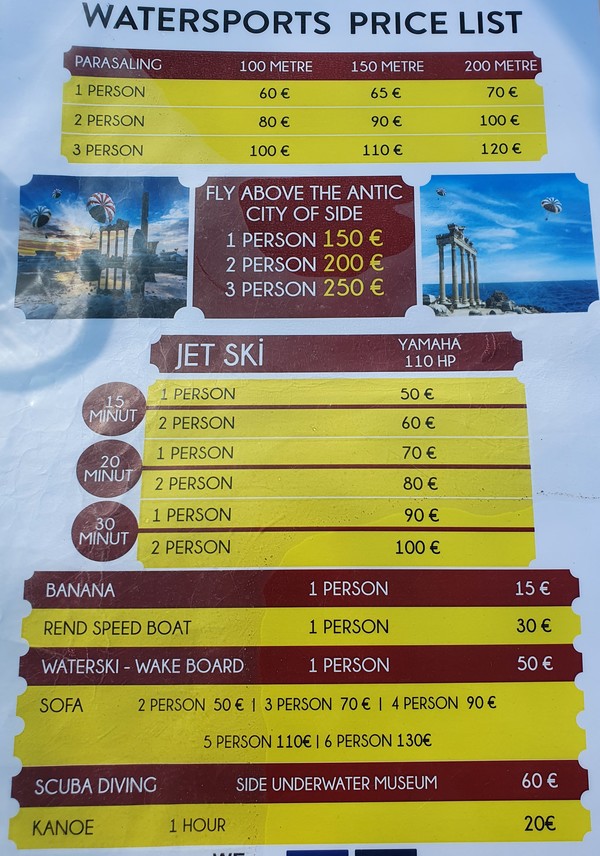 안탈리아 가격표  @뉴스코리아 임성택 특파원.