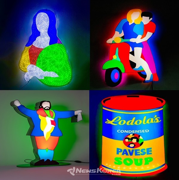 작품 Gioconda(모나리자), GiroinVespa(베스파 드라이브), Luciano Pavarotti(루치아노 파바로티), Pavese Soup(로돌라의 파베제 수프)