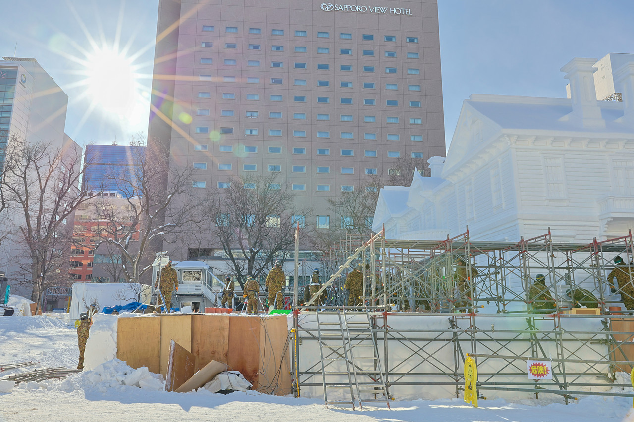 자위대까지 동원되어 막바지 행사준비를 하고 있는 모습 @뉴스코리아 최성훈 특파원