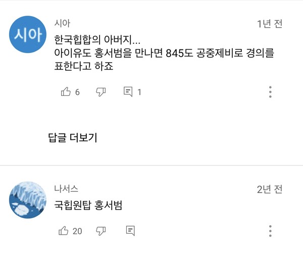 ‘김삿갓’ 무대 영상에 달린 댓글 @유튜브 캡쳐