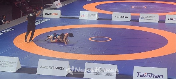 치열하게 경기중인 한국 대표선수 경기 @뉴스코리아 김상우 특파원