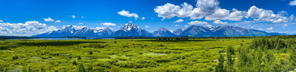 잭슨홀 랏지에서 바라본 그랜드 테톤 산맥의 웅장한 모습. @뉴스코리아 문성원 특파원