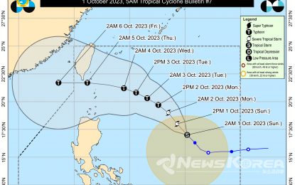 열대성 폭풍 Jenny의 이동경로 @PAGASA/DOST 제공