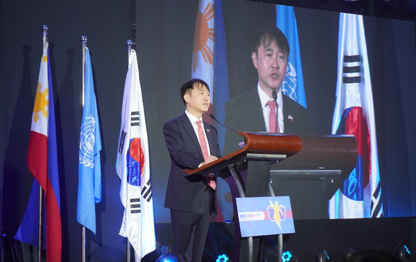 필리핀 유네스코 타클로반지역 학교 밖 소녀를 위한 교육사업’ 최종 성과보고회에서 이상화 주필리핀 대사가 인사말을 하고 있다. @코이카 제공