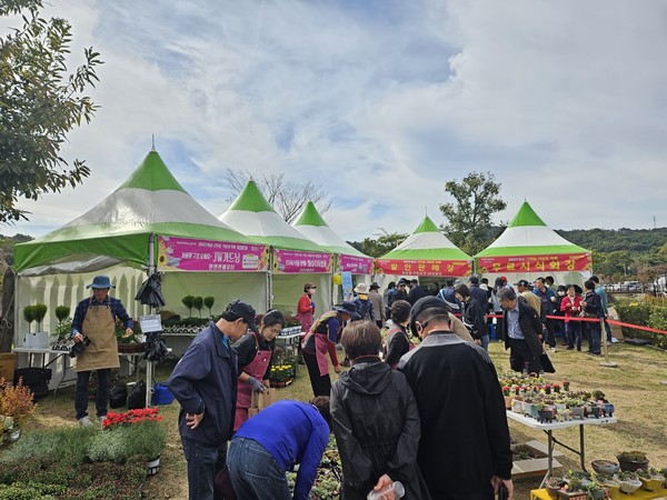 @판매 부스에서 분재를 구매하는 시민들  @뉴스코리아 김여진 기자