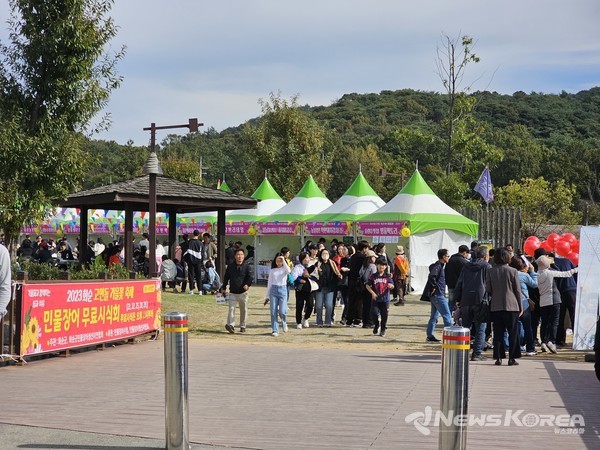 일요일 축제장을 찾은 많은 관람객들의 모습이 보인다 .@뉴스코리아 최신 기자