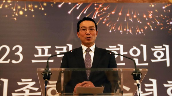 송안식 한인회장이 한인회 주요사업을 보고 하고 있다. @뉴스코리아 임성택 특파원