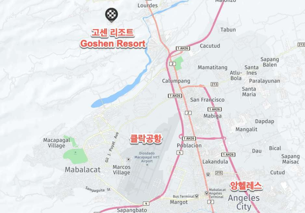 클락공항에서 10분 ,앙헬레스에서20분이면 고센리조트를 만날수 있다. @고센리조트 제공