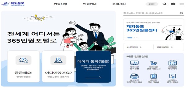 재외동포 365 민원포털 개편 화면, ​​​​​​​재외동포 365민원포털 (https://www.g4k.go.kr) @재외동포청