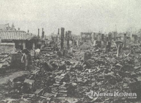 폭격맞은 평양시 기림리 @뉴스코리아 포토 DB