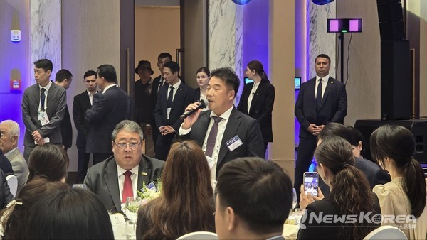 ▲환영사를 하고 있는  강창석 우즈베키스탄 한인회장 @뉴스코리아 신현권 특파원