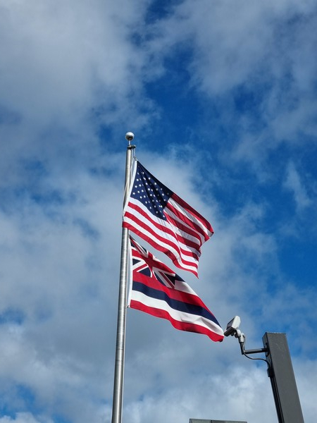 영국 국기를 닮은 하와이 주기가 미국 국기와 함께 펄럭인다. @뉴스코리아 김무성 기자