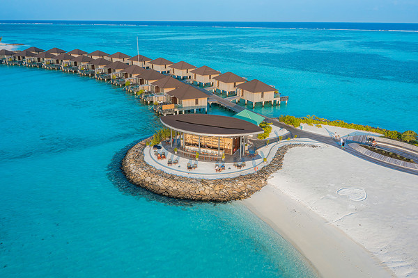 몰디브 마디푸시 프라이빗 아일랜드 리조트의 아쿠아(워터)빌라와 모지토 선셋 바 @팜투어