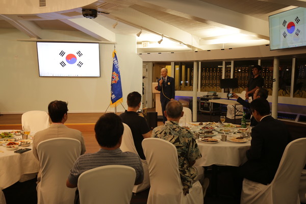 유병선 재향군인회 하와이지회장이 5일 '재향군인의 밤'에서 환영인사를 전하고 있다. @뉴스코리아 김찬훈 특파원