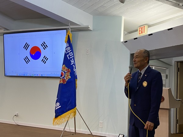 유병선 재향군인회 하와이지회장이 5일 '재향군인의 밤'에서 환영인사를 전하고 있다. @ 뉴스코리아 김찬훈 기자