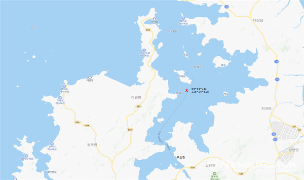 사고 해역 위치 @충청남도