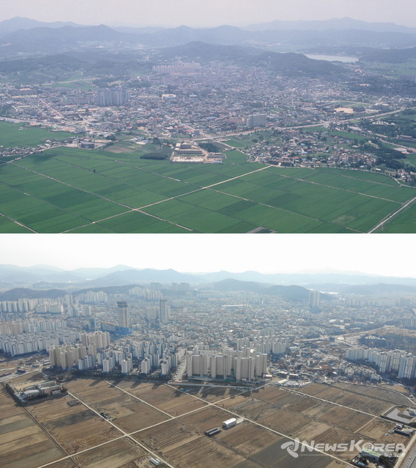 아산시 전경 과거와 현재의 모습 @아산시