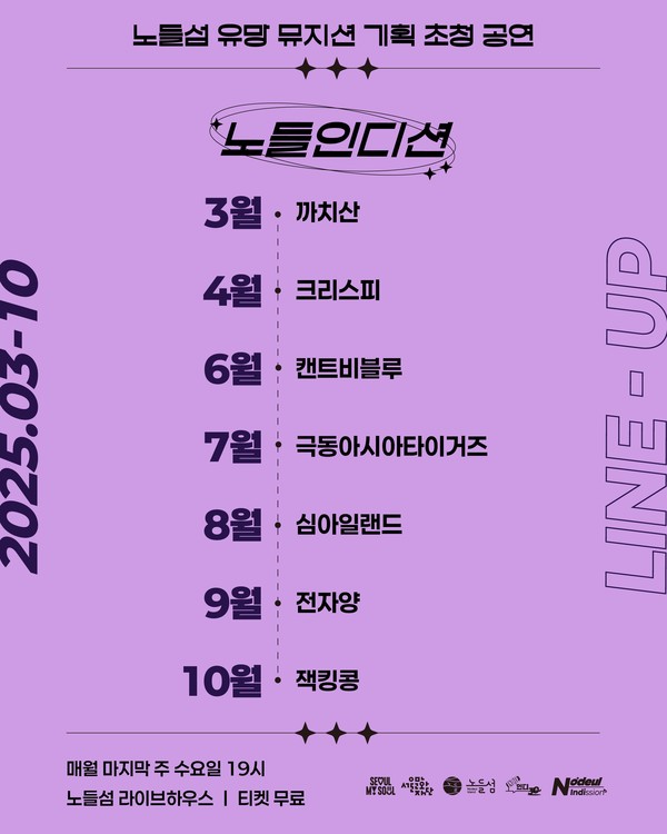 노들인디션 월별 라인업