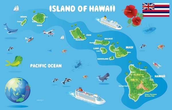 미국 하와이 지도    @팜투어