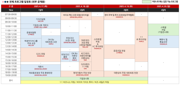 대회 일정표 @재외동포청