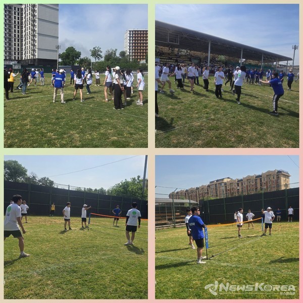 ▲여성부 피구 경기와 남성부 족구 경기에서 참가자들이 열띤 승부를 펼치고 있다. @뉴스코리아 신현권 특파원