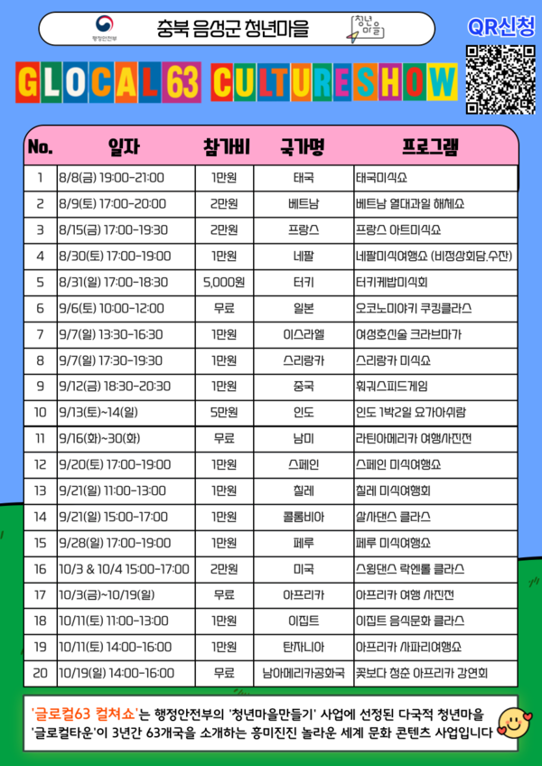 음성군 청년마을 글로컬타운 컬쳐쇼-포스터 @글로컬타운