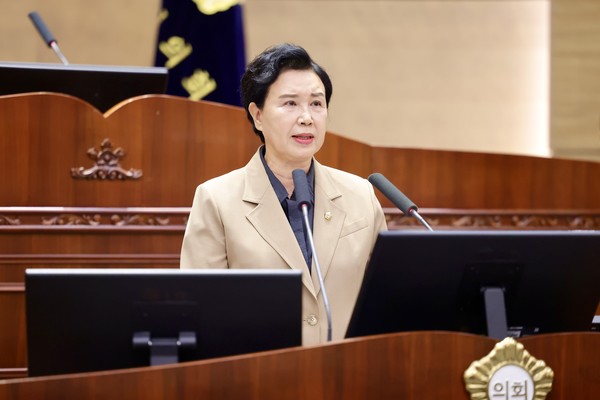 천안시의회 유영진 의원이 5분 발언을 하고 있다. @뉴스코리아 김현미 기자