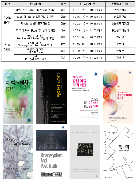 천안문화재단 10월 한뼘 갤러리 공간지원사업 홍보문.@천안시