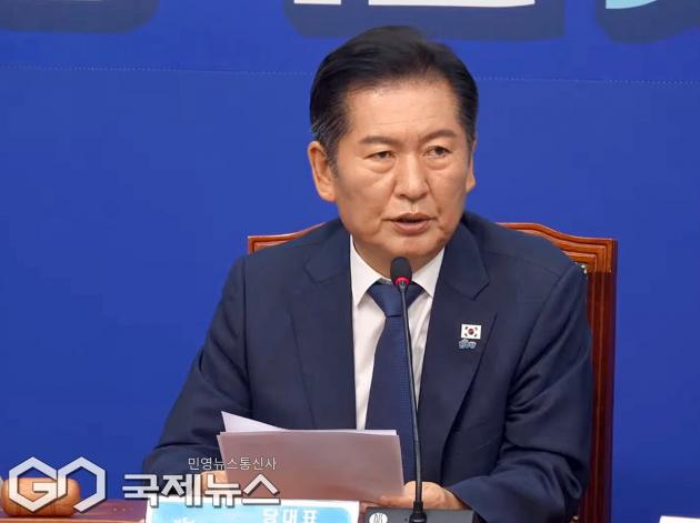 ▲정청래 더불어민주당 대표는 5일 오전 국회에서 최고위원회의를 주재하며 모두발언을 하고 있다./사진=이용우 기자 